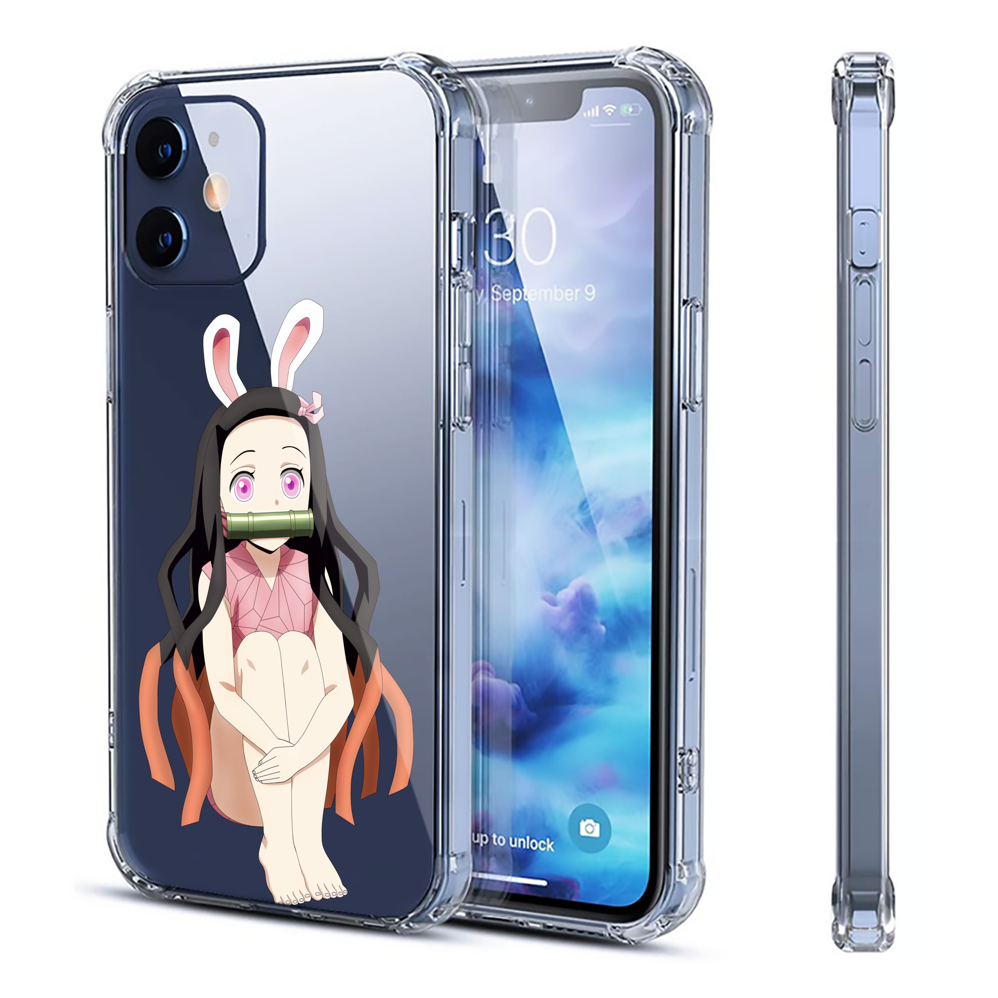 （画像用） 鬼滅の刃（きめつのやいば）竈門 禰󠄀豆子／かまど ねずこ Kamado Nezuko 【iPhone 12シリーズ対応】透明スマホケース（クリアソフトケース）